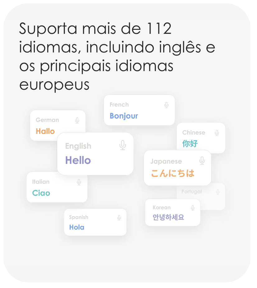 Suporte a 112+ idiomas